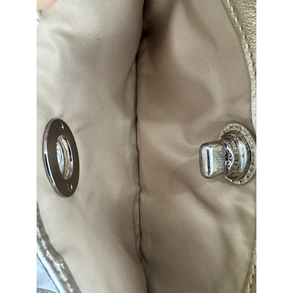 Coach Signature Canvas Turnlock Wristlet Wallet Khaki Brown Leather Trim Y2K - Picture 6 of 8